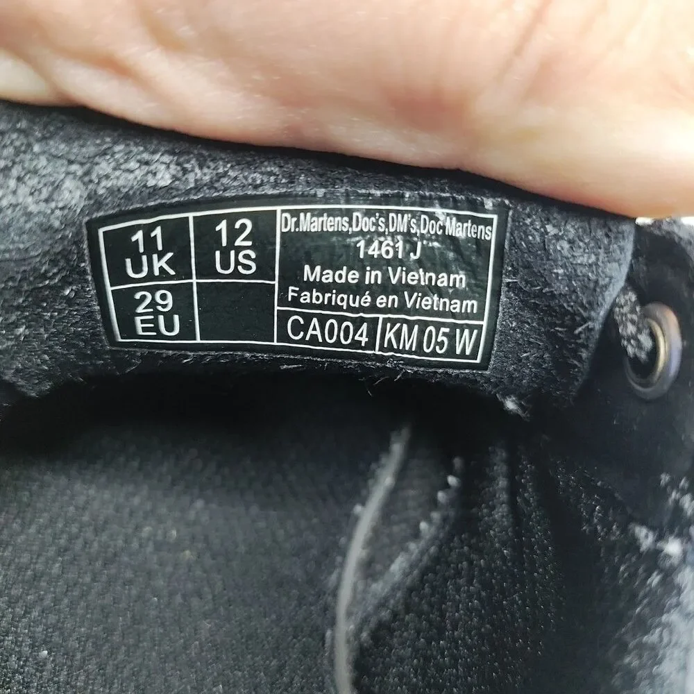 Dr Doc Marten Kids Junior 1461 Softy T Leather Shoes Black Size 12 - Mag Laces